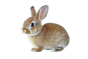 adorable brown rabbit on white background