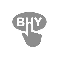 Buy button with hand mouse cursor. Online store, shopping vector icon. 