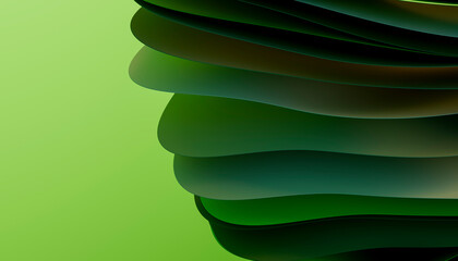 Abstract 3D render with layered green design