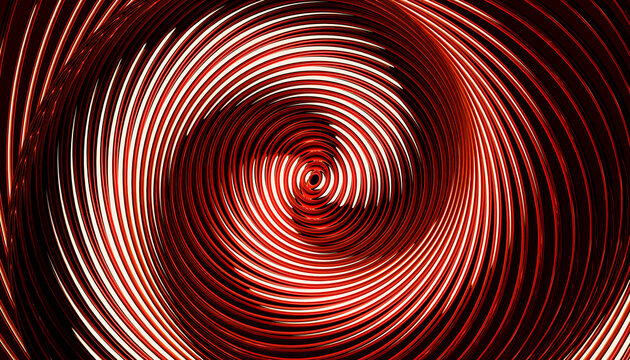 Abstract 3D render with red and dark swirling circles and rings