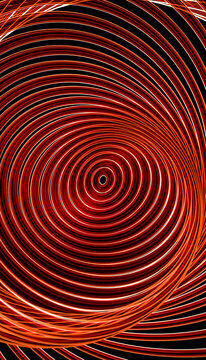 Abstract 3D render of red and green geometric loops and circles