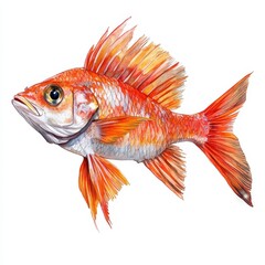 Vibrant orange fish swimming with delicate fins and intricate scales.