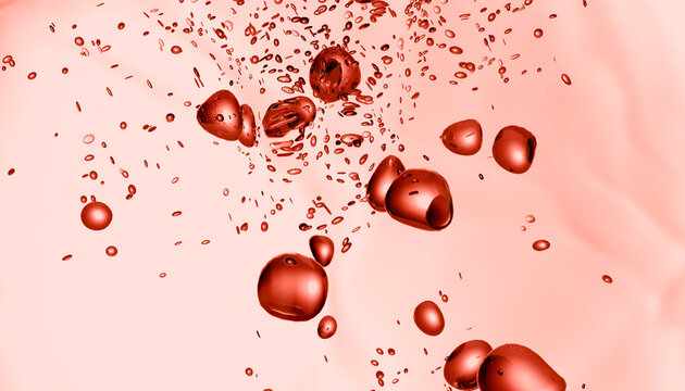 3D render of abstract red bubbles and spheres