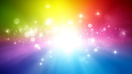 Fototapeta premium Vibrant rainbow background with glowing particles.