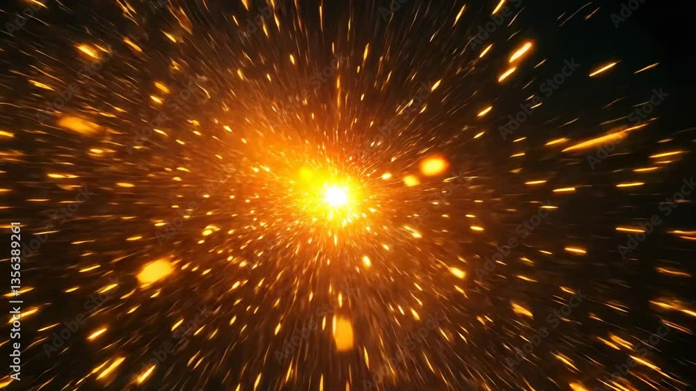 Aufkleber dynamic video concept of a cosmic explosion with a central glowing burst. captured from a straight-o
