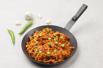 Chicken feet is a dish made by stir-frying trimmed chicken feet with red pepper powder, red pepper...