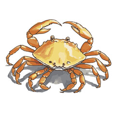 Loose hand-drawn crab illustration. Organic. Watercolor. Coloring. Color. Vector
