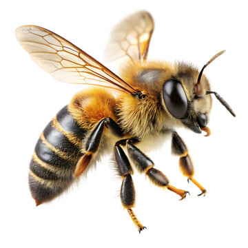  a stunning bee is flying isolated on white background PNG , AI GENERATED