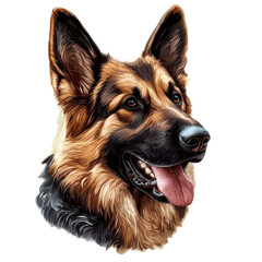 German shepherd dog portrait clipart sticker painting
