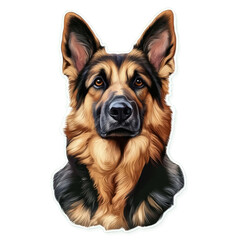 German shepherd dog portrait clipart sticker painting