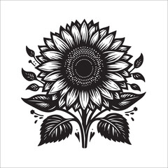 Sunflower SVG Cutting File, Flowers PNG black