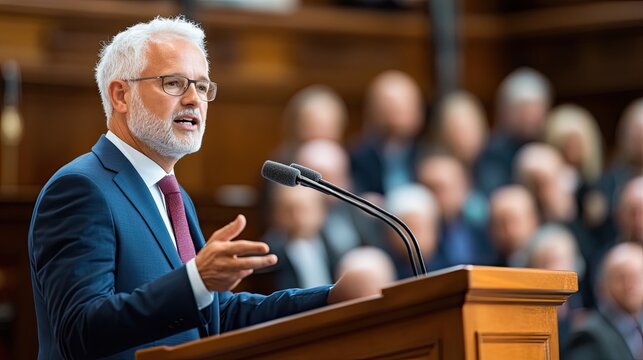 A politician speaks to an audience 