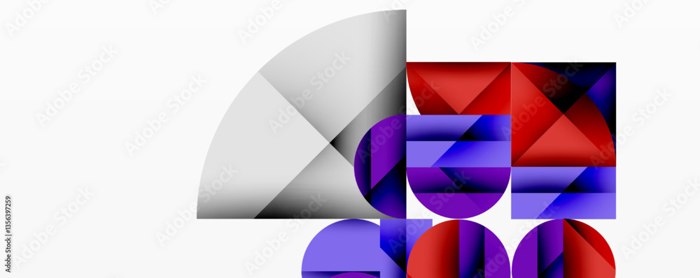 Aufkleber Modern abstract composition with layered circles and angular segments featuring gradients, transparency effects, and a structured geometric layout