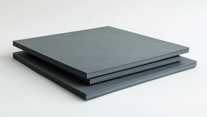 Stacked gray square sheets