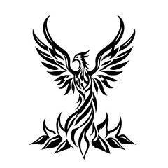 Obraz premium Black eagle vector tattoo design, wings spread, a powerful animal silhouette