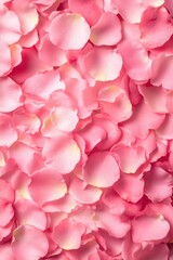 Fototapeta premium Romantic Abundance of Delicate Pink Rose Petals Creating a Soft Floral Background for Wedding or Valentine's Day with Gentle Light and Top-Down View