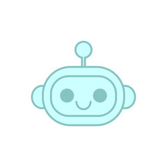 Friendly robot vector icon – hand-drawn AI chatbot face illustration for smart assistant, tech platforms, and communication apps