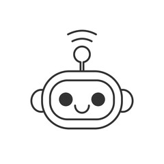 Obraz premium Chatbot vector icon – outline illustration of AI robot face for digital assistant, tech app, and communication interface