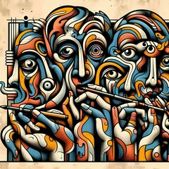 Obraz premium graffiti style art illustration made on the wall 76