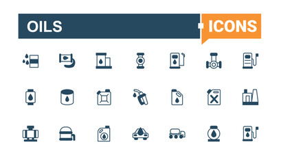 Set of Oils line icon. Contains such icons as gas, petrol, oil distribution, lubricant, oil and more. UI icons set in a flat style. Fuel modern icon. Solid line editable stroke.