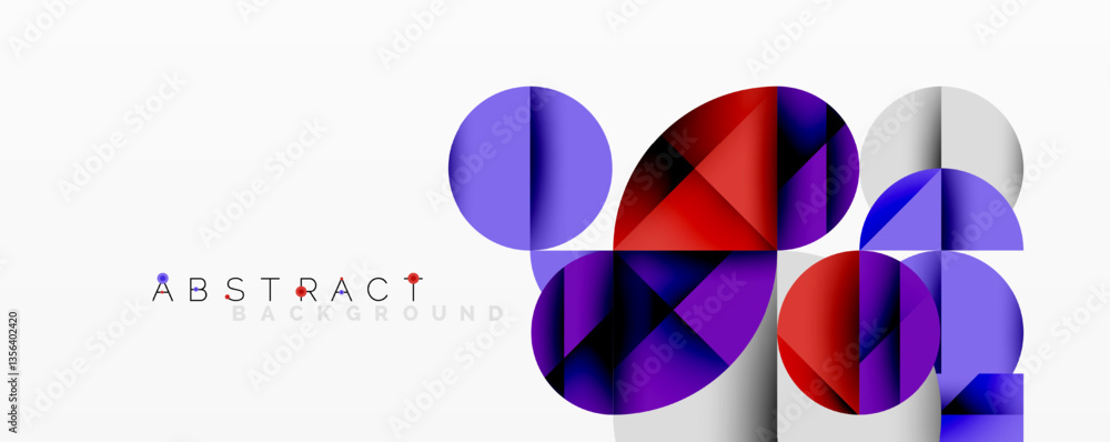 Aufkleber Modern abstract composition with layered circles and angular segments featuring gradients, transparency effects, and a structured geometric layout