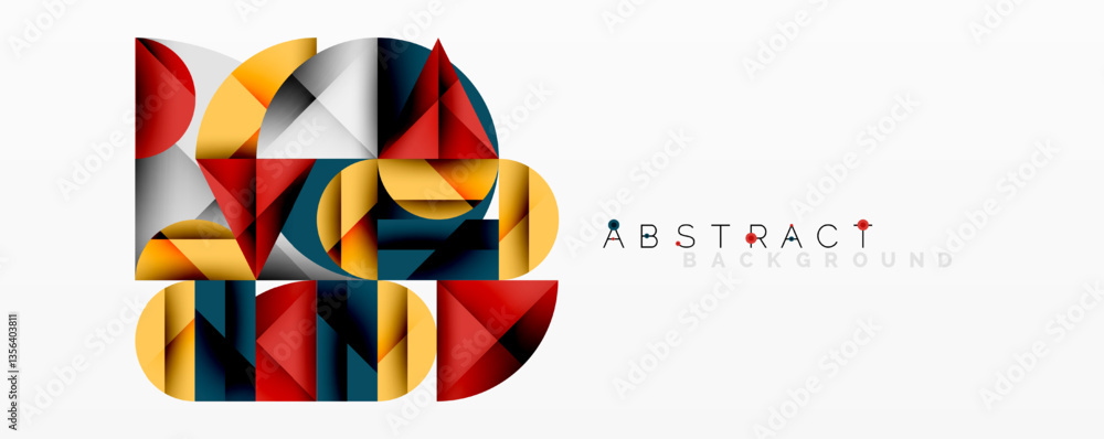 Wall mural abstract geometric artwork with overlapping circles and gradients, circle square triangle shapes bac