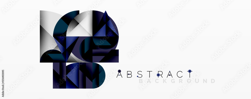 Aufkleber Modern abstract composition with layered circles and angular segments featuring gradients, transparency effects, and a structured geometric layout
