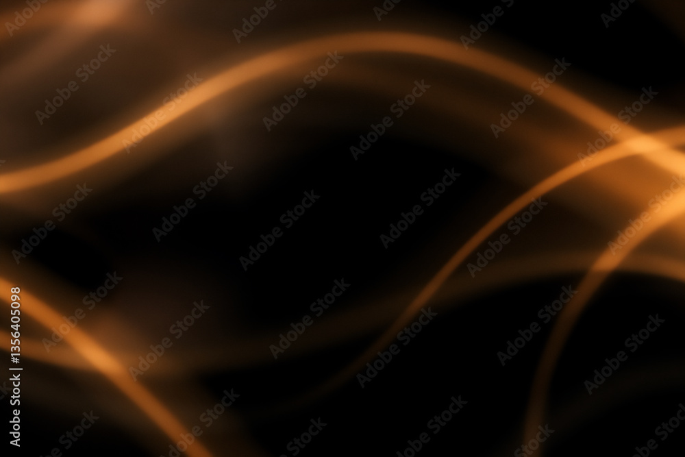 Leinwandbilder abstract image features flowing, luminous orange lines gracefully curving across a solid black backg
