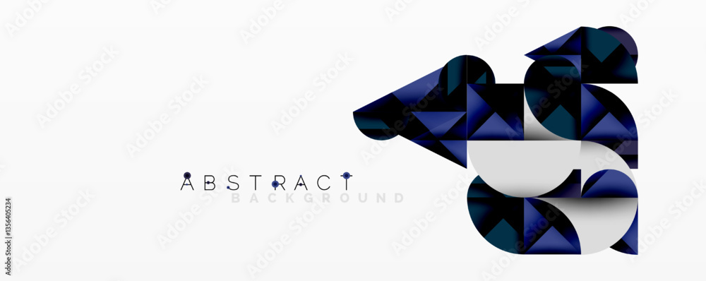 Aufkleber Modern abstract composition with layered circles and angular segments featuring gradients, transparency effects, and a structured geometric layout