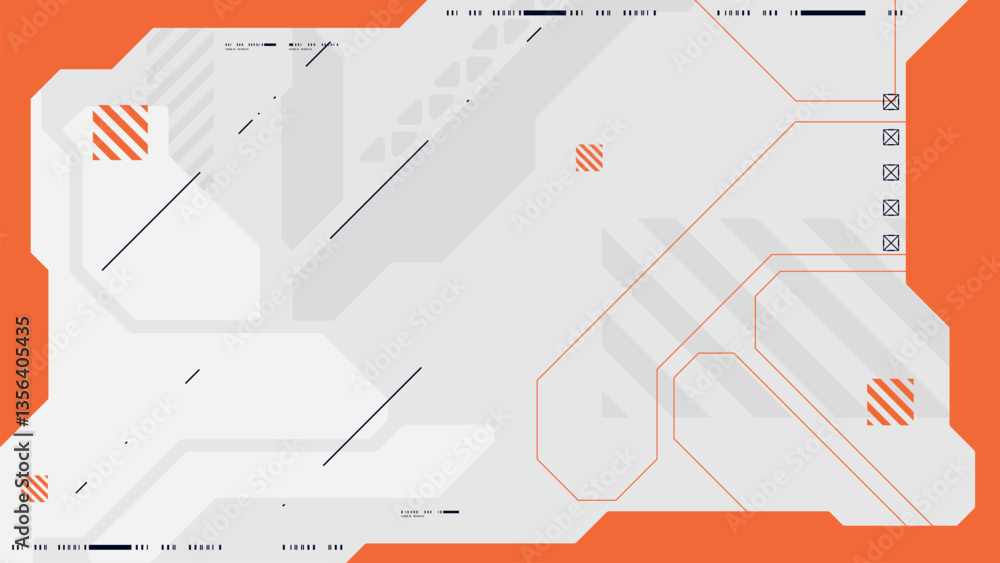 Poster abstract orange and grey retro futuristic and sci-fi background with cyberpunk style design