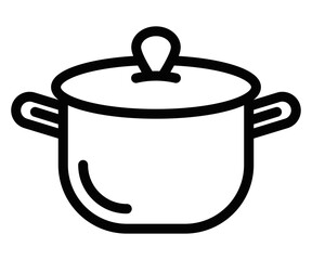 Cooking pot with lid and side handles. Vector icon. Editable stroke.