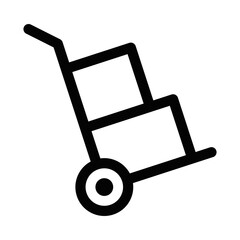Hand truck dolly with stacked boxes. Vector icon. Editable stroke.