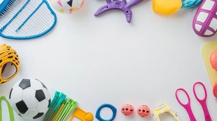 Vibrant Sporting Goods Arrangement on White Background