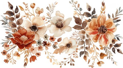 Earthy terracotta, blush, and rust florals arranged in a soft, boho aesthetic