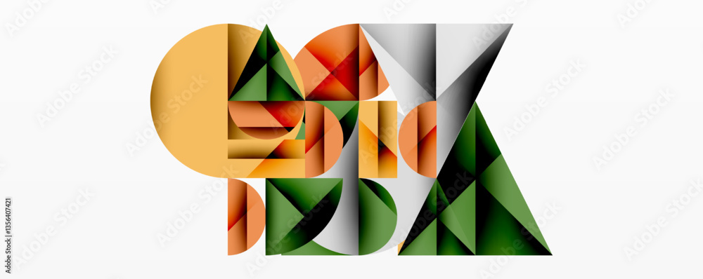 Aufkleber Modern abstract composition with layered circles and angular segments featuring gradients, transparency effects, and a structured geometric layout