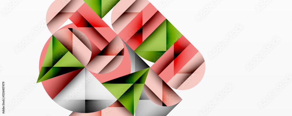 Aufkleber Modern abstract composition with layered circles and angular segments featuring gradients, transparency effects, and a structured geometric layout