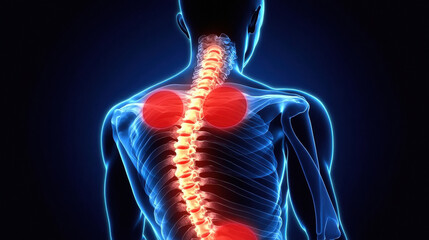 Medical Illustration of Male Anatomy Inflamed Spine