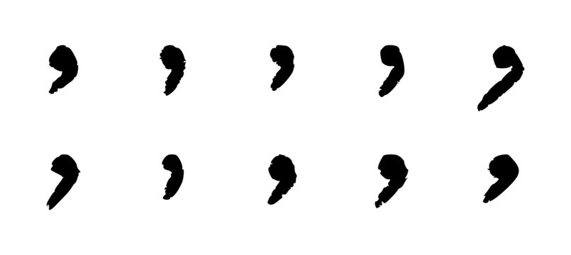 Doodle quotation mark by pencil. Hand drawn chalk comma set for speech bubble. Vector crayon apostrophe icon for conversation. Sketch scribble sign. Punctuation symbol on white background