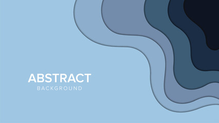 Abstract Blue Paper Cut Wave Background