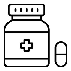 Obraz premium Icon medicine bottle and pill. Line Icon