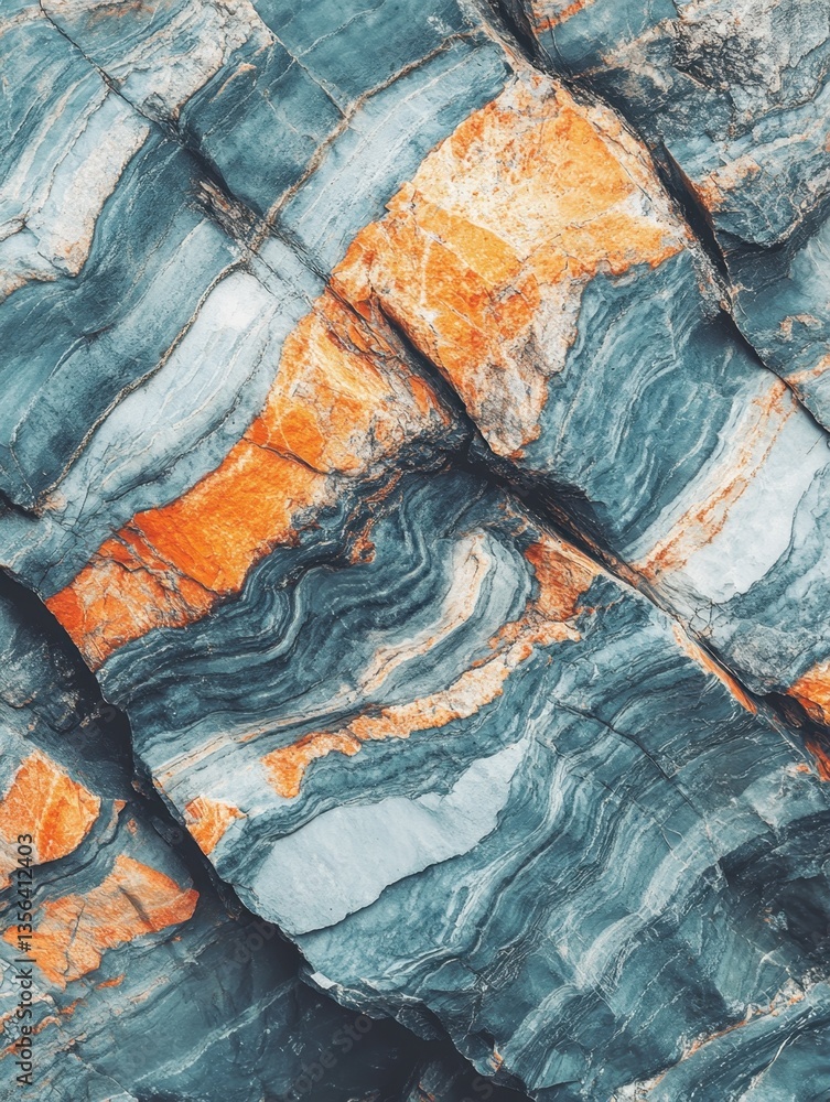 Poster captivating close up of vibrant rock formation showcasing intricate patterns and textures in orange 