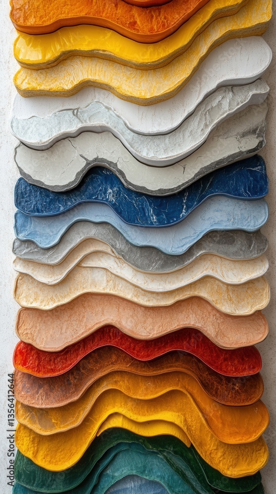 Aufkleber artistic abstract layers of textured paint in vibrant colors creating a wavy topographic effect for 