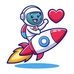 Obraz premium cartoon on rocket with heart