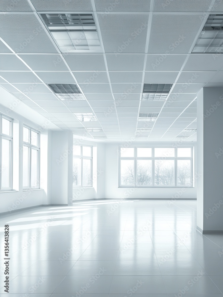Aufkleber bright modern office space with large windows and reflective floor creating a clean and minimalist a