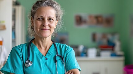 Female veterinarian in an old rural clinic 