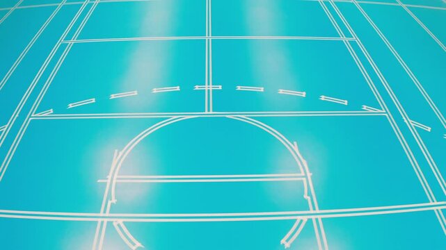 Shiny epoxy resin covers an indoor sports court