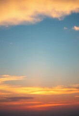 Fototapeta premium Soft blue sky gently blending into warm sunset hues, creating a serene heavenly scene, color, dreamy, divine light