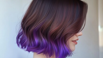 Obraz premium Transitional Dark Auburn to Bright Plum Ombre for Women 