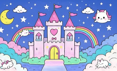 fairy tale castle vector illustration