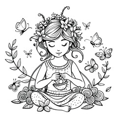 Fairy Tale Line Art for Coloring Book